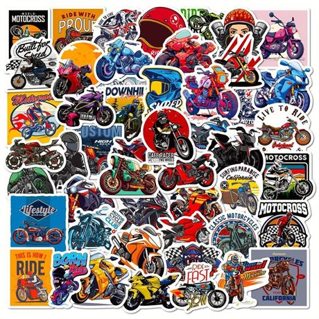 Motorcycle Sticker Bundle - 50 Pcs